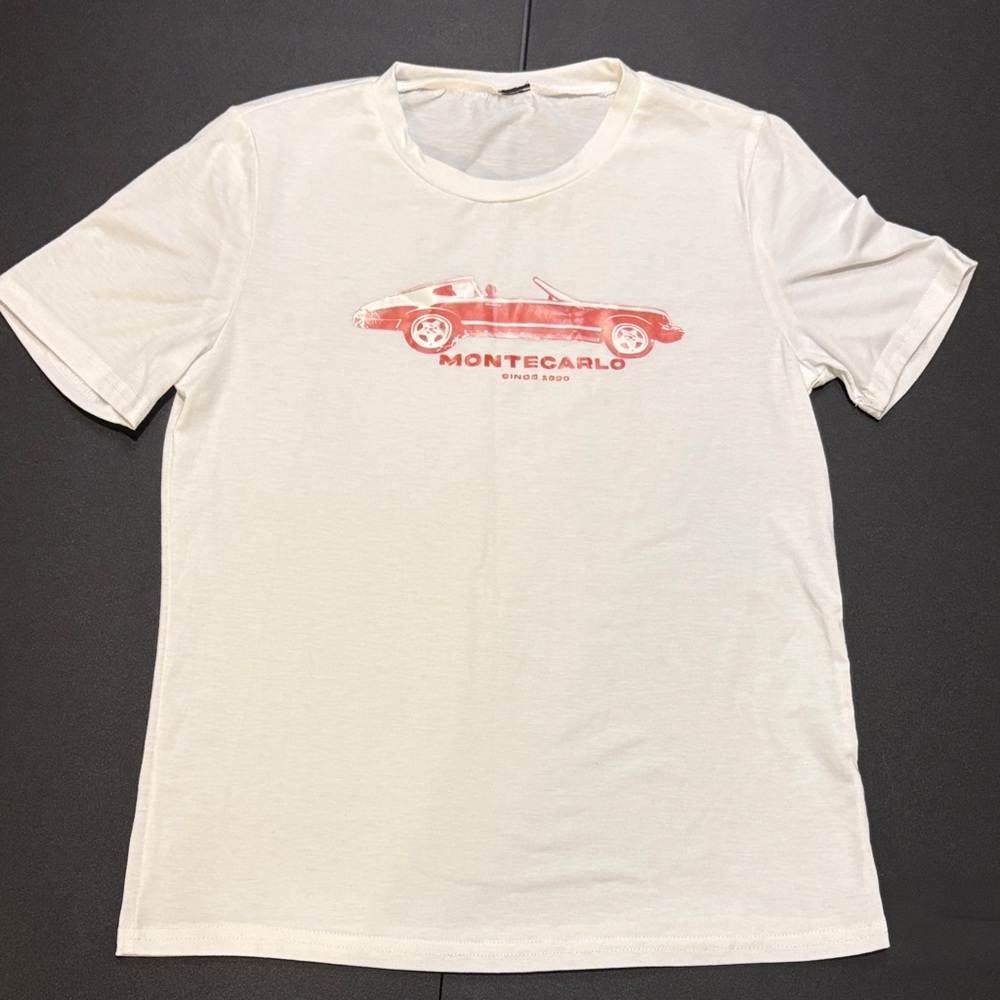 White Men’s Graphic Tee - Convertible Car Print